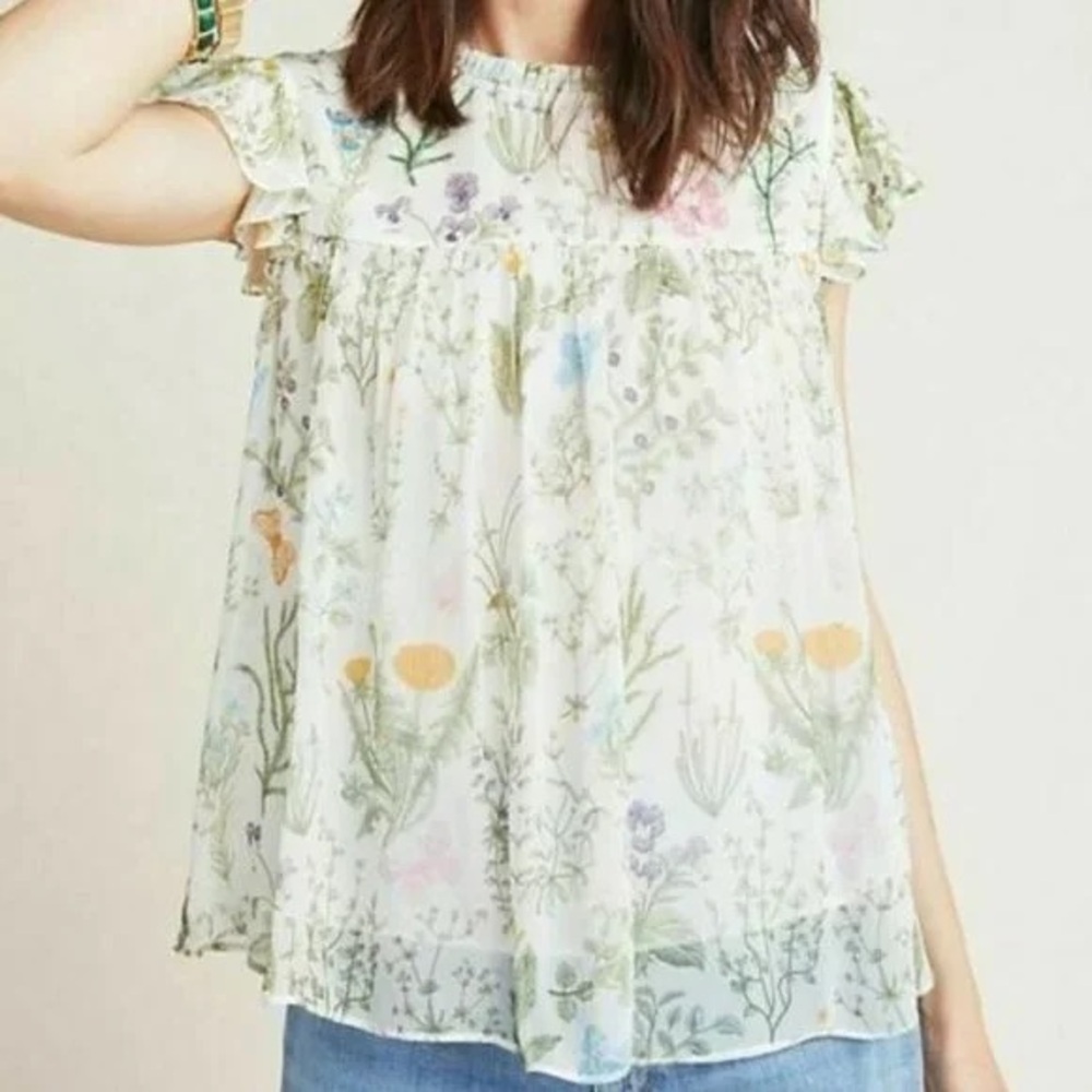 Anthropologie English Garden Blouse by Pankaj & Nidhi - Size Large